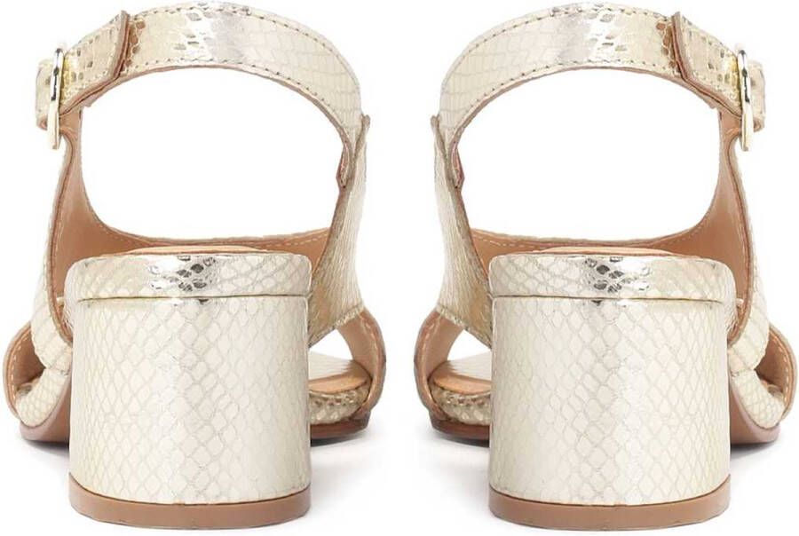 Kazar Sandals on a wide heel made of embossed leather