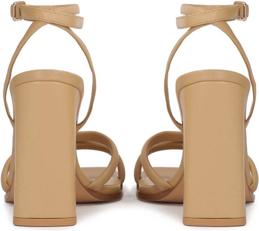 Kazar Studio Beige leather sandals with a wide heel