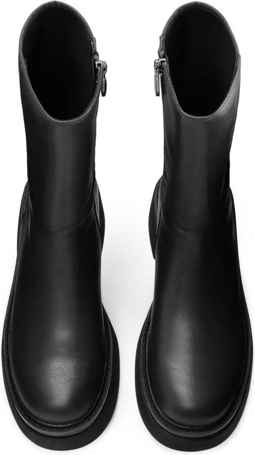Kazar Studio Ladies black leather flat ankle boots with a straight upper