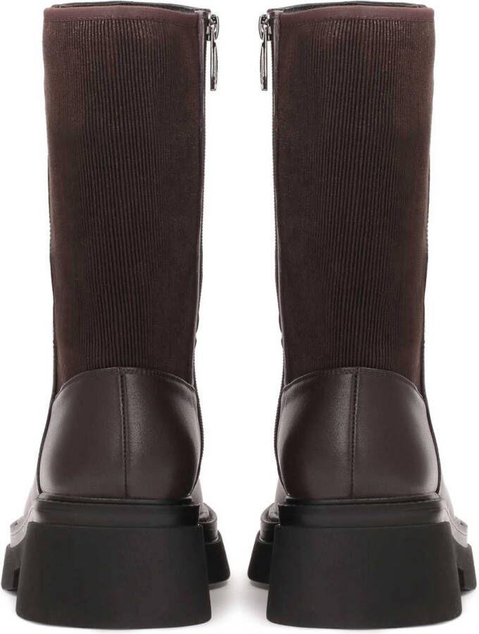 Kazar Studio Simple brown flat ankle boots made of combined materials