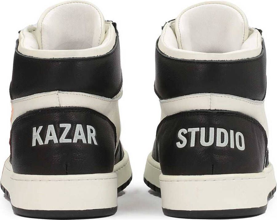 Kazar Studio Zwart-witte leren sneakers voor heren