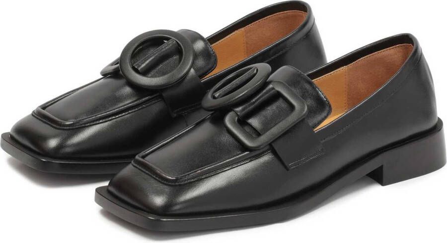 Kazar Studio Zwarte slip-on platte schoenen op een platte zool