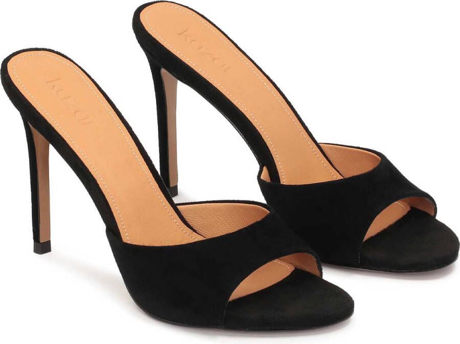 Kazar Suede black mules on a sleek heel