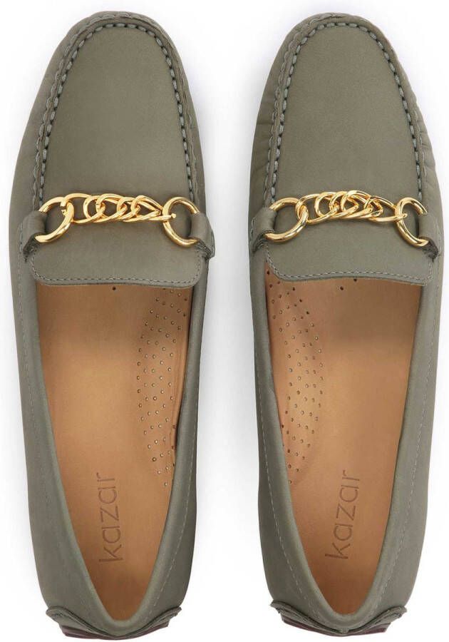 Kazar Tijdloze groene nubuck mocassins voor dames