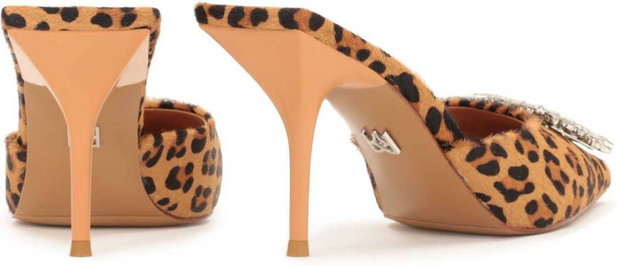 Kazar Volle pantoffels van leder met luipaardprint