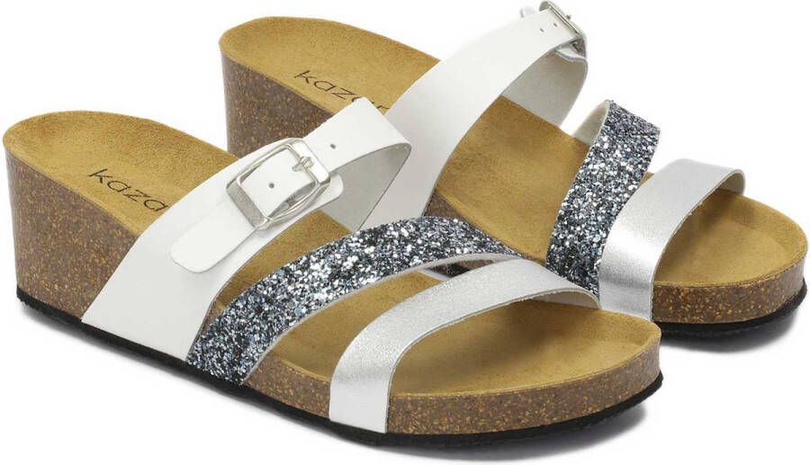 Kazar Wedge-heeled mules with a glittery strap