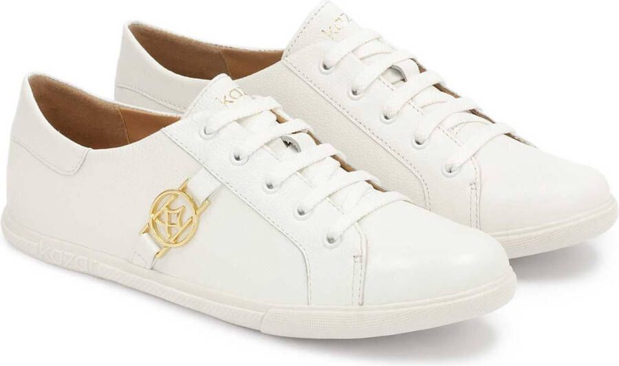 Kazar White leather sneakers decorated with a monogram