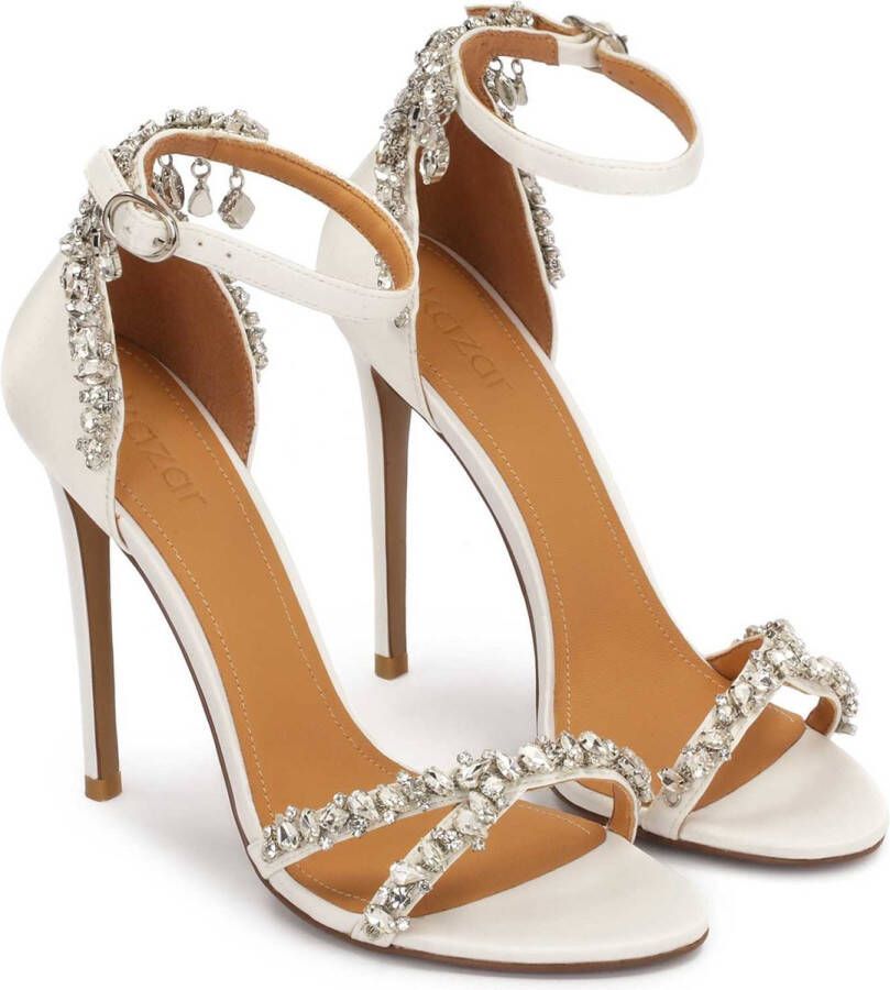 Kazar White wedding sandals decorated with zircons