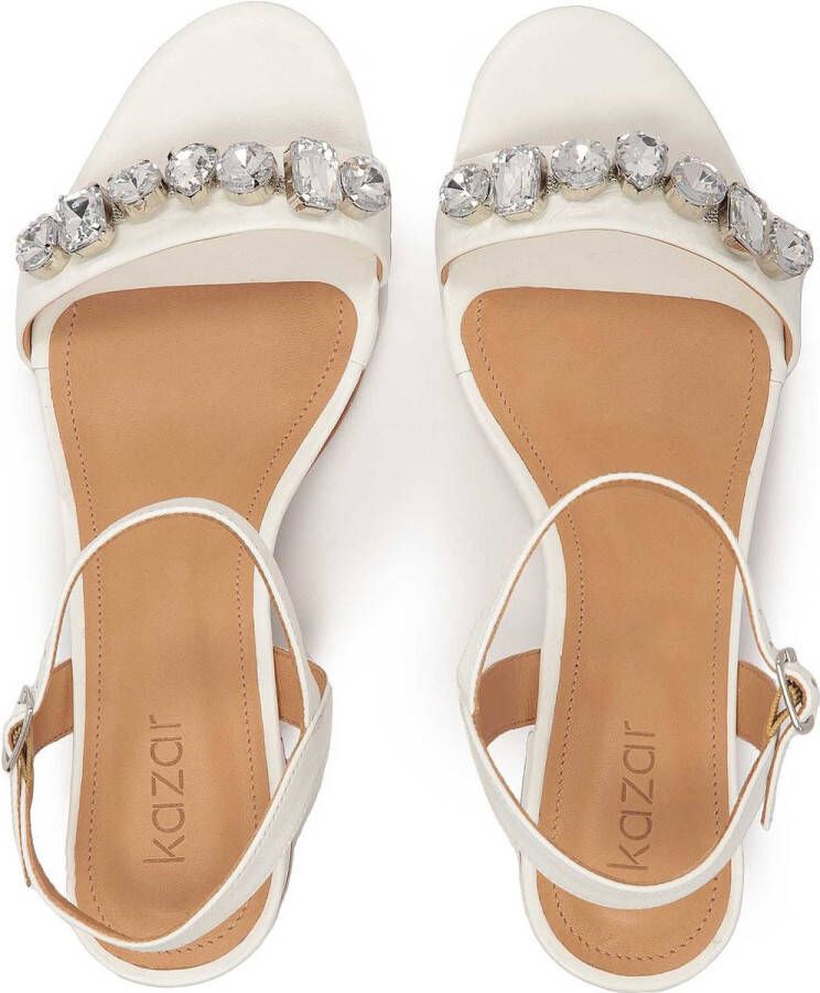 Kazar White wedding sandals on a wide heel