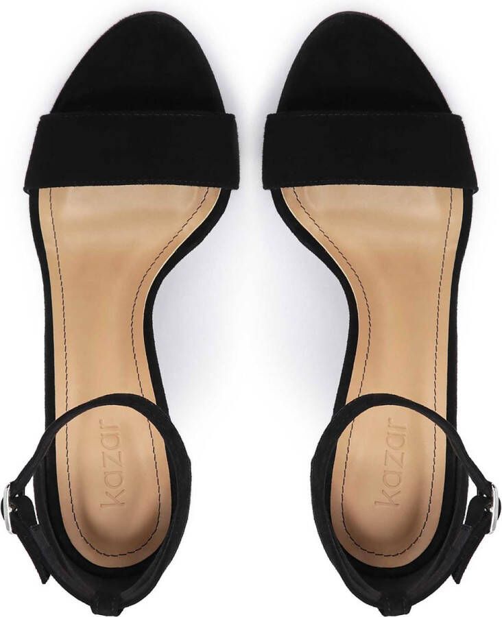 Kazar Zwart suede platform hak sandalen