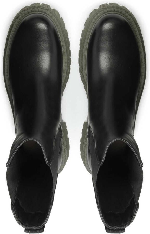 Kazar Zwarte chelsea boots met massief groene zool