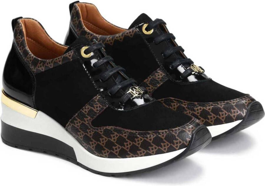 Kazar Zwarte en bruine sneakers voor dames