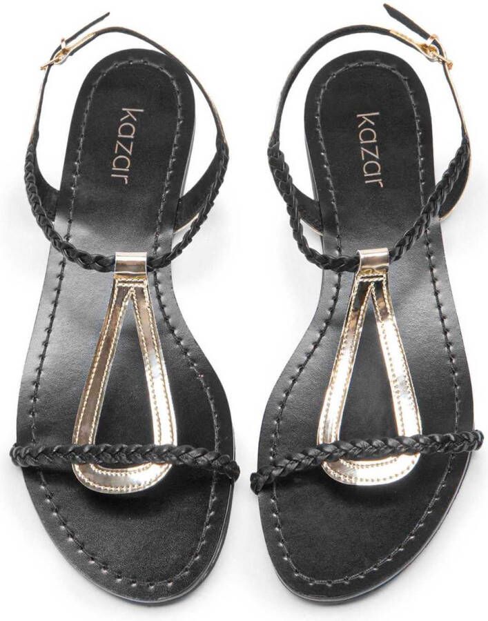 Kazar Zwarte en gouden sandalen voor dames