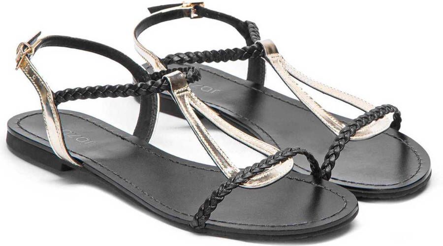 Kazar Zwarte en gouden sandalen voor dames