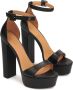 Kazar Zwarte leren platform sandalen met blokhak Black Dames - Thumbnail 4