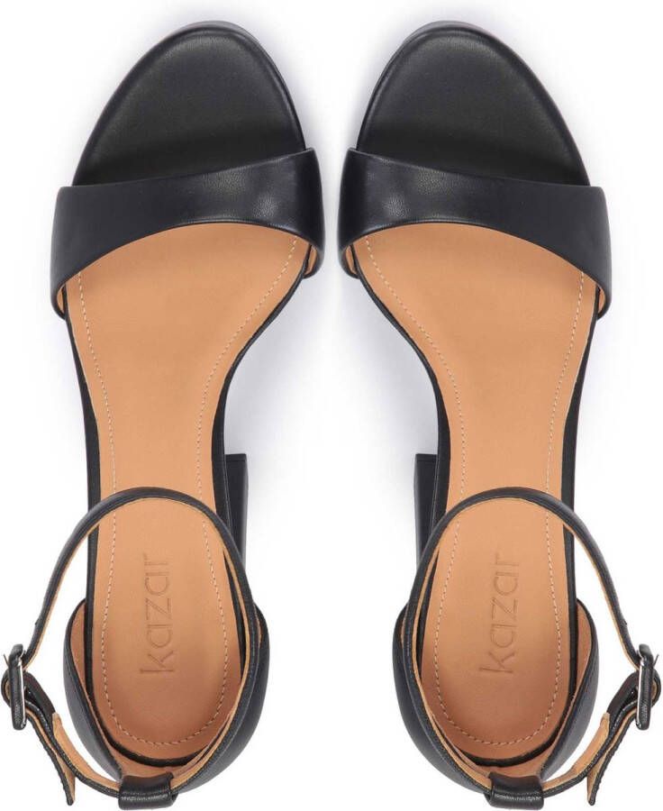 Kazar Zwarte leren platform sandalen met blokhak Black Dames - Foto 5