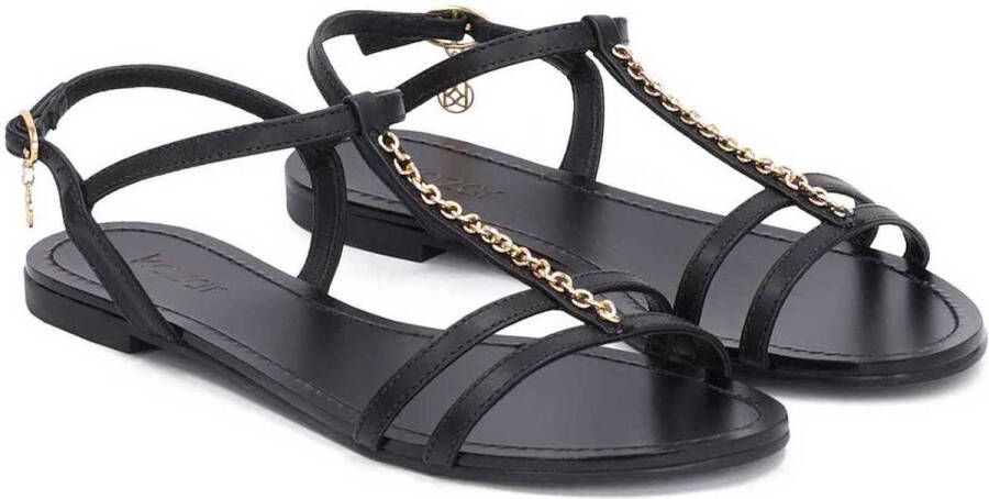 Kazar Zwarte sandalen met platte zool voor dames - Foto 4