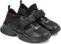 Kazar Zwarte sneakers met leren bandje en sok bovenwerk - Thumbnail 4
