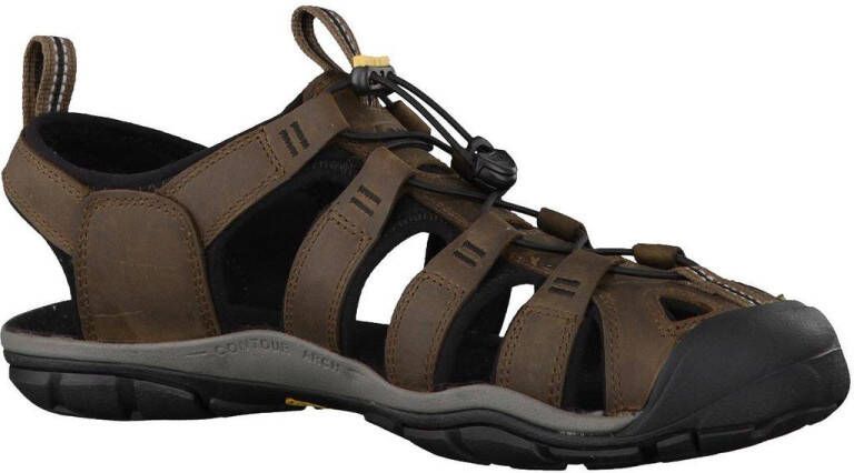 Keen Clearwater Heren Wandelsandalen Dark Earth Black Bruin Leer K1013106