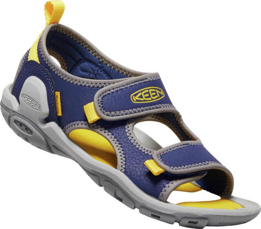 Keen Knotch Creek Older Kids' Open-Toe Sandalen Blue Depths Yellow Blauw Nylon K1026159