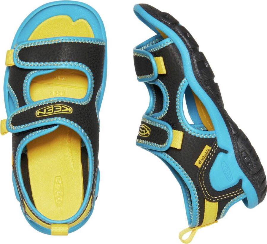 Keen Knotch Creek Younger Kids' Open-Toe Sandalen Black Vivid Blue