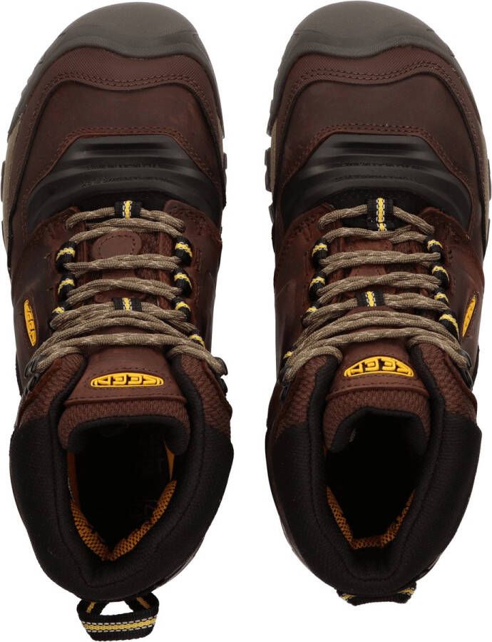 Keen Ridge Flex Mid Heren Wandelschoenen Coffee Bean Yellow Bruin Leer K1026614