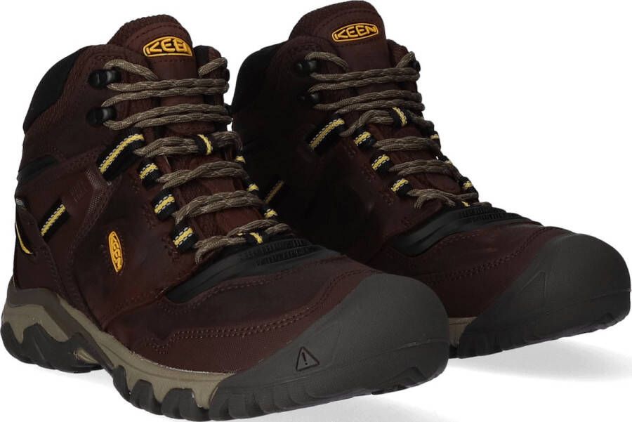 Keen Ridge Flex Mid Heren Wandelschoenen Coffee Bean Yellow Bruin Leer K1026614