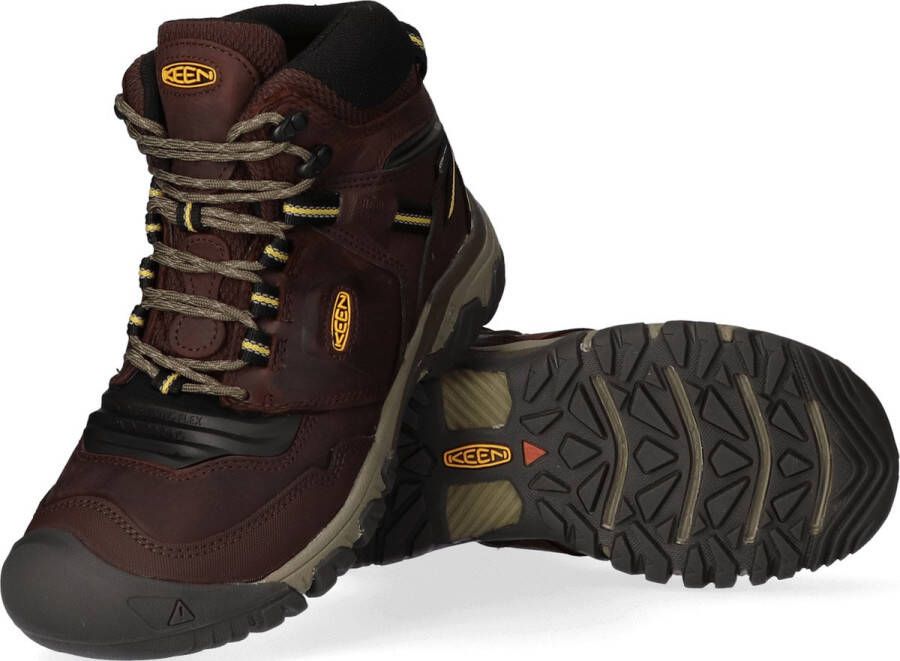 Keen Ridge Flex Mid Heren Wandelschoenen Coffee Bean Yellow Bruin Leer K1026614