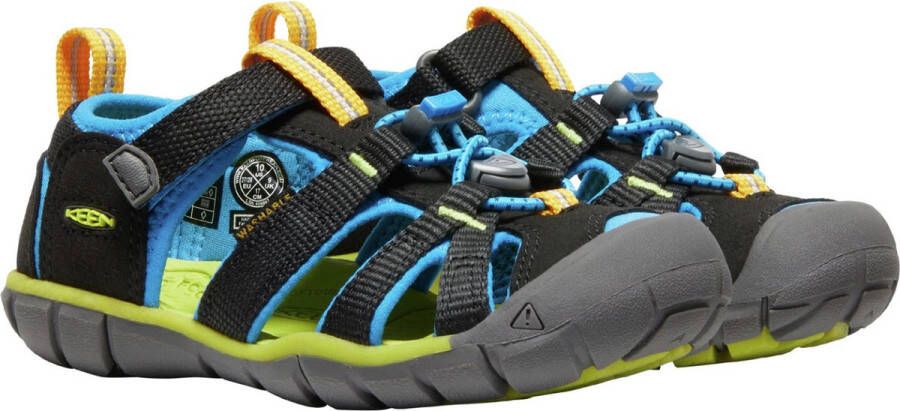 Keen Seacamp II Younger Kids Sandalen Black Brilliant Blue Zwart Polyester K1022969