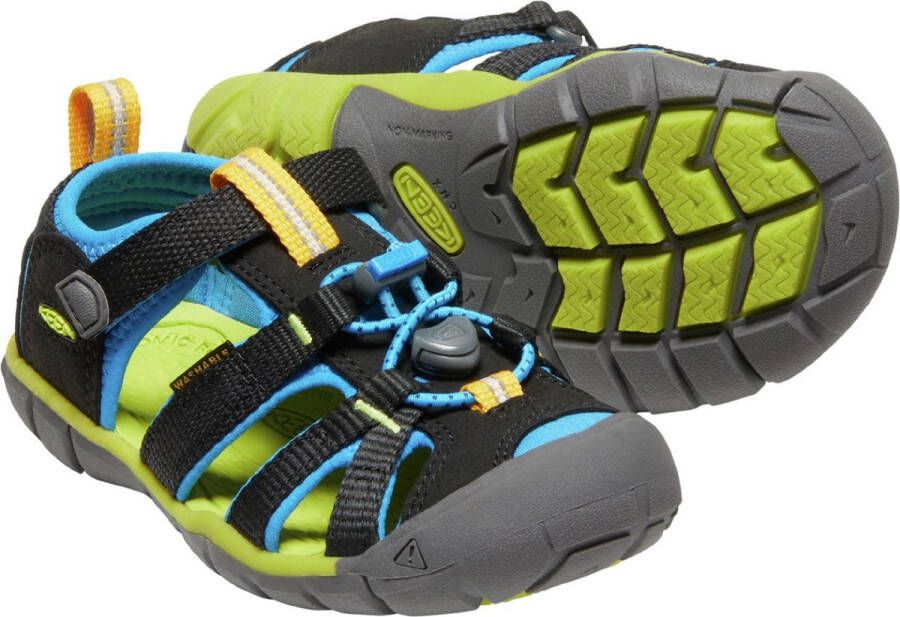 Keen Seacamp II Younger Kids Sandalen Black Brilliant Blue Zwart Polyester K1022969