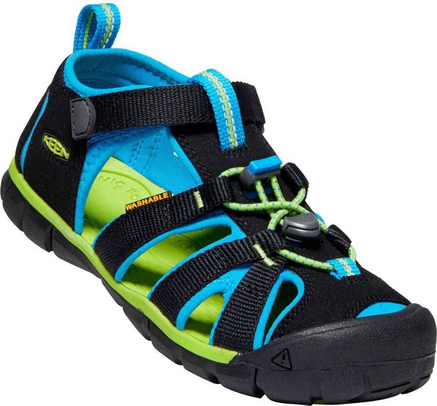 Keen Seacamp II Younger Kids Sandalen Black Brilliant Blue Zwart Polyester K1022969