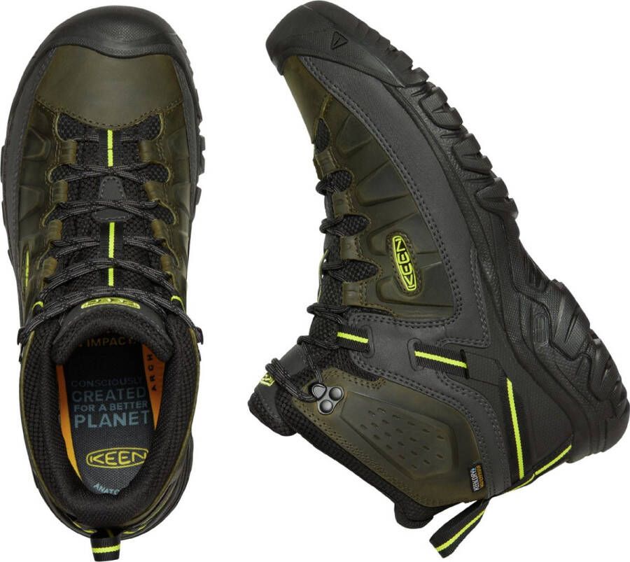 Keen Targhee III Mid Heren Wandelschoenen Forest Night Evening Primrose Groen Leer K1026861