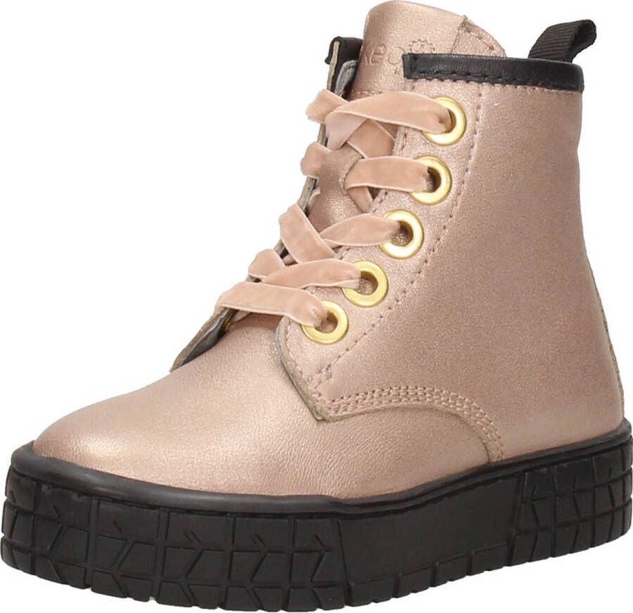 KEQ Meisjes veterschoenen Veterschoen hoog Champagne