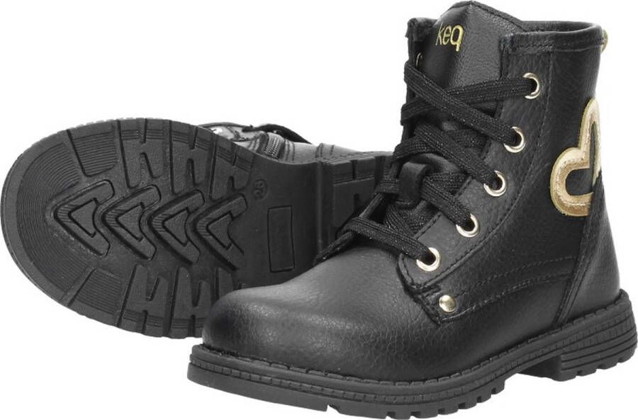 KEQ Meisjes veterschoenen Veterschoen hoog zwart