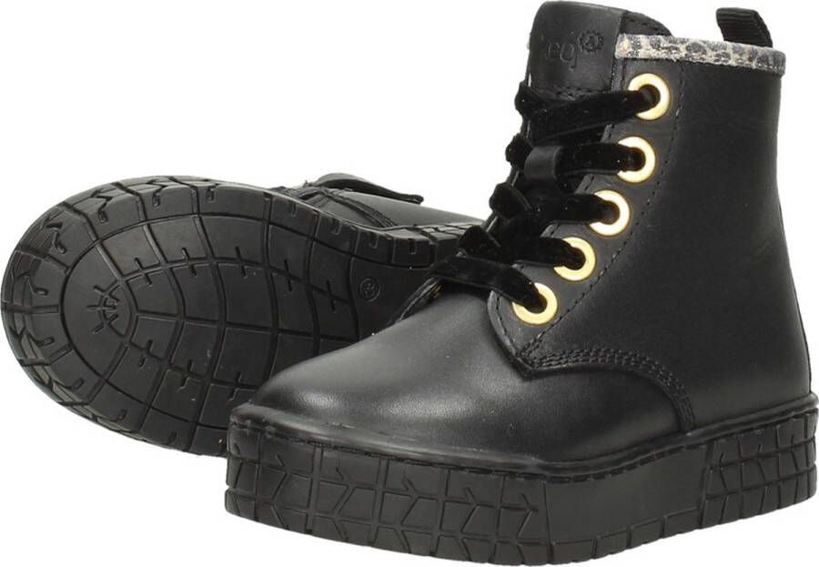 KEQ Meisjes veterschoenen Veterschoen hoog Zwart