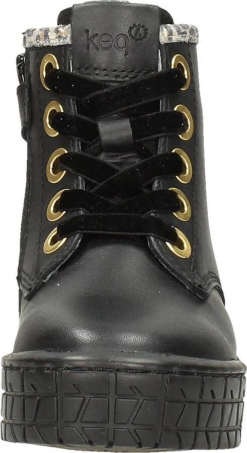 KEQ Meisjes veterschoenen Veterschoen hoog Zwart
