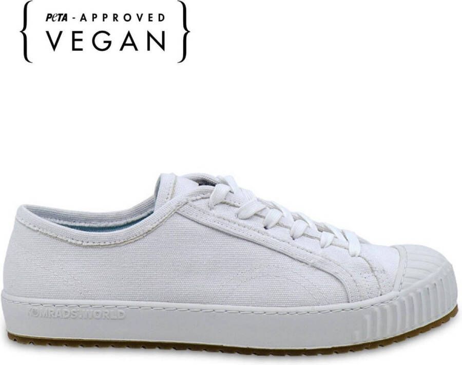 Komrads vegan sneakers ICNS Spartak Monowhite Schoen uit duurzaam en gerecycled materiaal