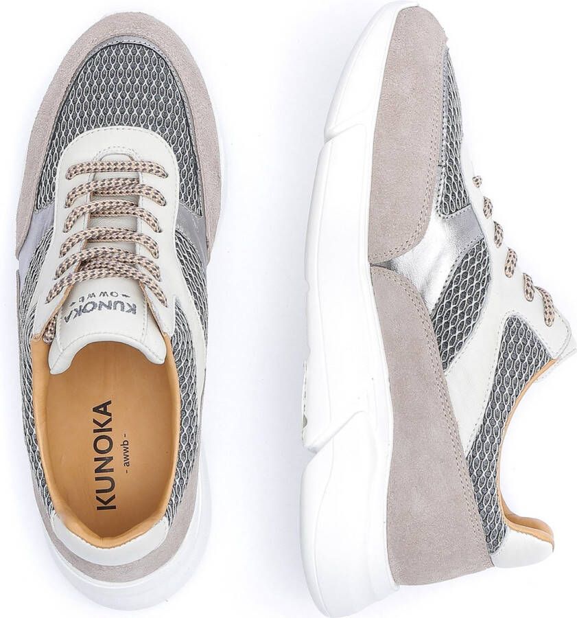 Kunoka ARI platform sneaker beige silver Sneakers Dames Beige Zilver Wit