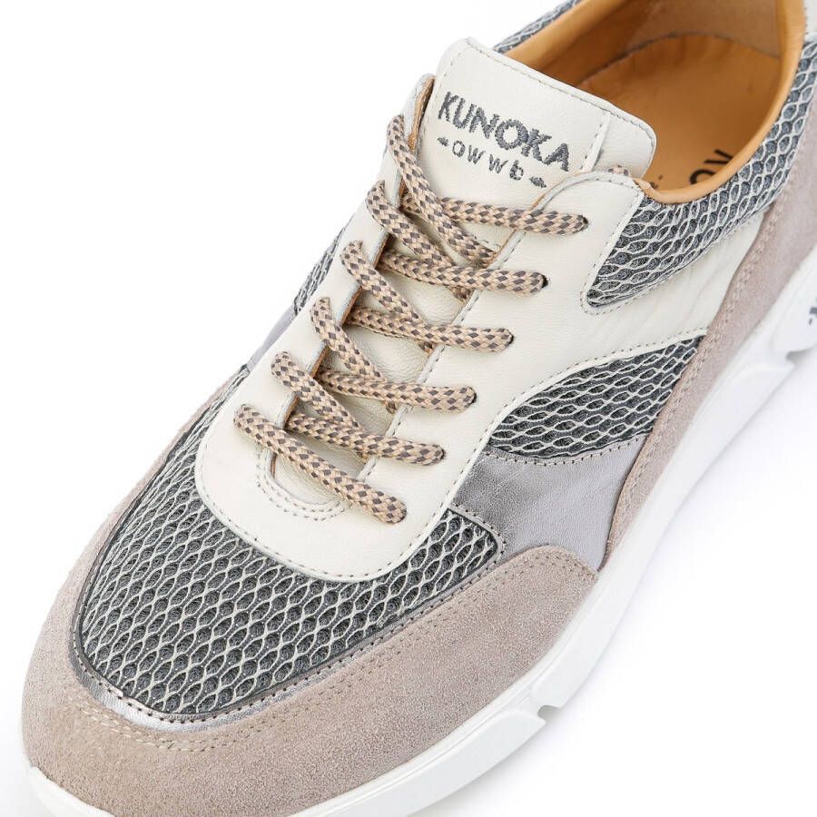 Kunoka ARI platform sneaker beige silver Sneakers Dames Beige Zilver Wit