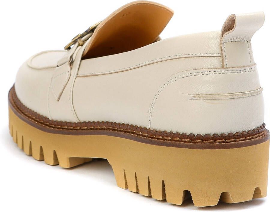 Kunoka EMMY loafer beige and white Loafers Dames Ivoor wit Bruin