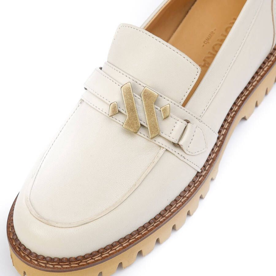 Kunoka EMMY loafer beige and white Loafers Dames Ivoor wit Bruin