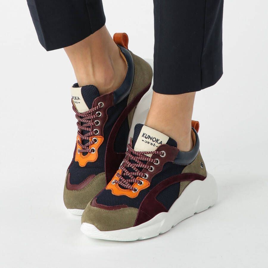 Kunoka IZZI platform sneaker supernova Sneakers Dames Zwart Bordeaux Rood Groen