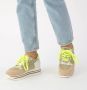 Kunoka STRIPY platform sneaker beige and fluo yellow Sneakers Dames Beige Groen Geel Wit - Thumbnail 2