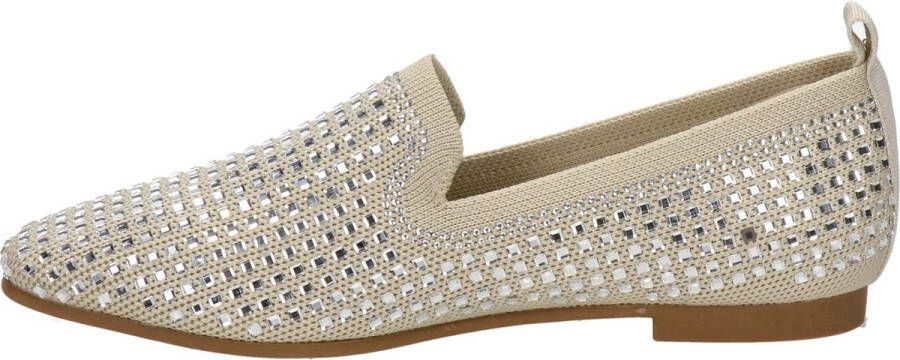La Strada Knitted loafer beige met steentjes dames