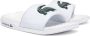 Lacoste Croco Dualiste Slide Slippers Voor Heren Rubberen Zool Logoprint Wit Groen - Thumbnail 9