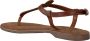 Lazamani Leren Sandalen met Gouden Gesp Brown Dames - Thumbnail 12