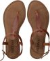 Lazamani Leren Sandalen met Gouden Gesp Brown Dames - Thumbnail 9