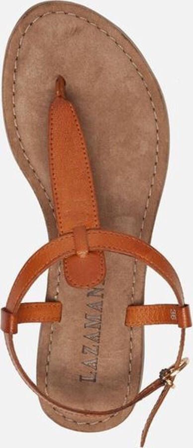 Lazamani Leren Sandalen met Gouden Gesp Brown Dames - Foto 14