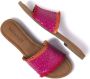 Lazamani Stijlvolle Leren Slippers Pink Dames - Thumbnail 6