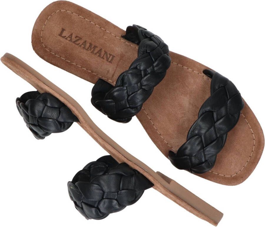 Lazamani Dames Slippers 33.501 Black Zwart Leer LA33501black - Foto 2